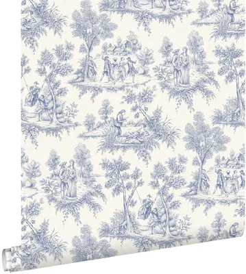 Zdjęcie produktu dla ESTAhome Tapeta nadruk toile de jouy niebieskim 50 x 900 cm