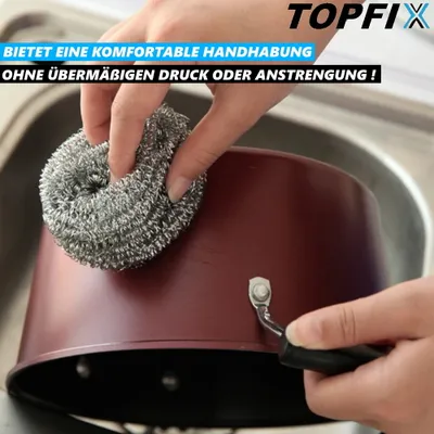 Produktbild von TOPFIX Geschirrschwamm Edelstahl Topfreiniger Spirale Scheuerreiniger Stahlschwamm, Schwamm Topfkratzer Scheuerschwamm [8 Stück]