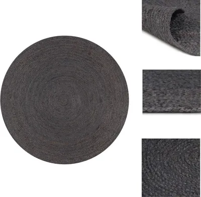 Image de vidaXL Tapis Jute Fait Main Rond 120 cm Gris Foncé - Tapis