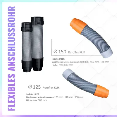 Produktbild von Flexibles Anschlussrohr Entlüfterrohr Für Dunstrohre RUROFLEX KLIK DN 125 mm
