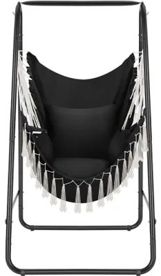 Image de Fauteuil suspendu ALISON style boho avec une capacité de charge de 160kg - noir