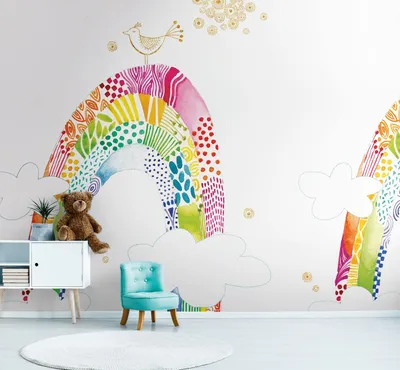 Produktbild von NEWROOM Tapete Ragnis Bunt Vliestapete - Kinder Regenbogen Wolken Germany