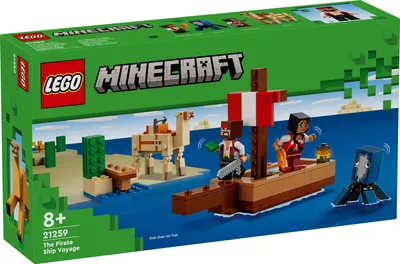 Image de LEGO Minecraft Le voyage en bateau pirate, Bateau jouet avec personnages de pirates, pieuvre et chameau, jeu de construction pour jeux de rôle, cadeau pour garçons et filles à partir de 8 ans 21259