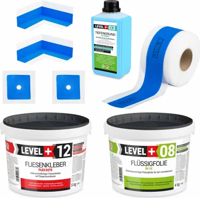 Immagine prodotto di Kit di sigillatura e adesivo per doccia, membrana liquida impermeabilizzante, 4 kg, nastro sigillante per bagni, SET500
