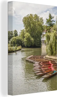 Produktbild von OneMillionCanvasses® - Leinwandbilder - 90x140 cm, Stocherkähne auf einem Fluss, Wandbilder Kunstdruck Wanddekoration - Wandschmucke - Schlafzimmer