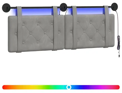 Produktbild von Hängendes Kopfteil Mit LED Licht Hellgrau Samt