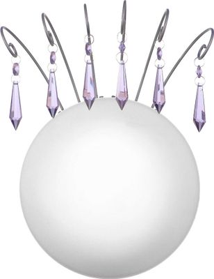 Wandleuchte, Glas satiniert, Kristalle lila, D 28 cm
