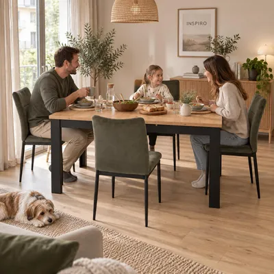 INSPIRO Essgruppe – Platz für gemeinsame Mahlzeiten mit der Familie, KI-generiertes Bild