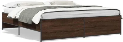 Produktbild von vidaXL Bettgestell Braun Eichen-Optik 180x200 cm Holzwerkstoff Metall