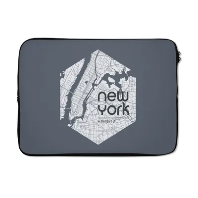 Produktbild von MuchoWow® Laptop Hülle 13 Zoll New York - Karte - Schwarz Laptoptasche - Laptophülle - Sleeve - Rundumschutz