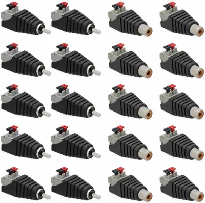 Produktbild von 10x Cinch Buchse + 10x Cinch Stecker RCA >Terminal Block 2 Pin Adapter Druck Klemmen Set