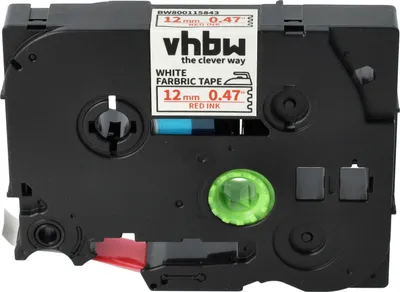 Produktbild von vhbw Schriftband-Kassette kompatibel mit Brother PT 2480, 2470, 2460, 2450, 300, 2400 Etiketten-Drucker 4m x 12mm Rot auf Weiß, Aufbügelband