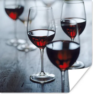 Produktbild von MuchoWow® Poster Vier schöne Gläser Rotwein 100x100 cm - Babyzimmer