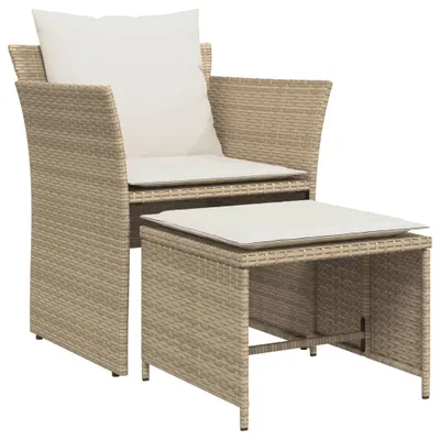 Immagine prodotto di Sedia da Giardino con Poggiapiedi in Polyrattan Beige
