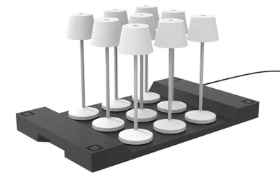 Produktbild von Set aus 9 kabellosen LED-Tischlampen, warmweiß, dimmbar, Höhe 25 cm, mit Ladestation