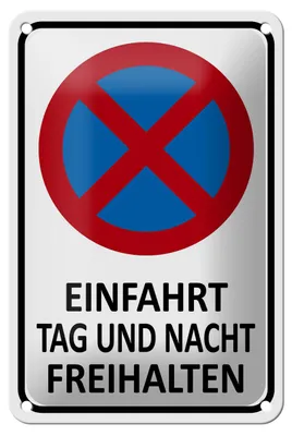 Produktbild von Blechschild Hinweis 12x18cm Einfahrt Tag und Nacht freihalten