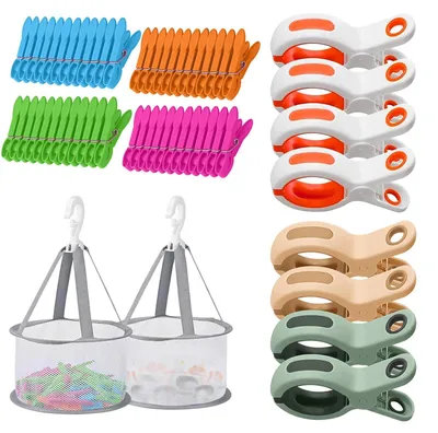 Image de Omgoods - Coffret de 56 pinces à linge colorées pour usage domestique