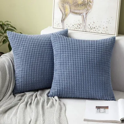 Productafbeelding van Kussensloop, corduroy, 40x40 cm, blauw (cyan), 2 stuks