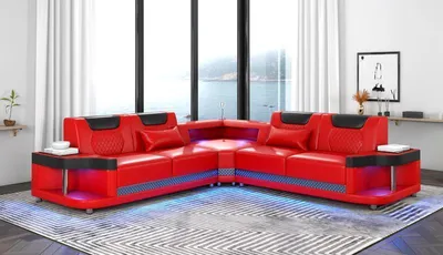 Immagine prodotto di Divano angolare design Esk, divano moderno a forma di L, divano in pelle, divano, sistema salotto
