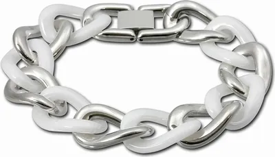Produktbild von Amello Armband Edelstahl Keramik Panzer Big silber weiß Damen Schmuck ESAX21W0