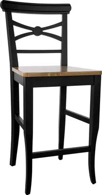 Produktbild von Barhocker mit Lehne Hocker Buche Massiv schwarz mit Holzsitz H-67 cm *FB011