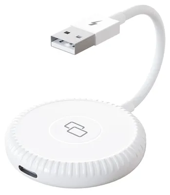 Image de Adaptateur CarPlay Mirror : dongle CarPlay Mirrorring filaire pour la duplication d'écran de téléphone (modèle rond) compatible avec les téléphones iOS