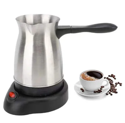 Produktbild von Türkischer Kaffee Kocher elektrisch 600ml Edelstahl Heizsystem 600W ergonomischer Griff Reise und Haushalt Kaffeezubereiter