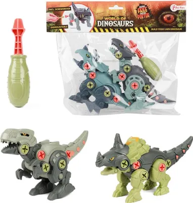 Zdjęcie produktu dla Śruba dinozaura 2szt plastikowa 18cm ze śrubokrętem 2 kolory