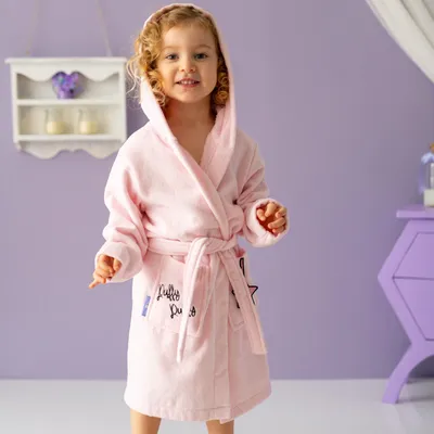 Produktbild von Milk&Moo Chancin Kinder Samt Bademantel mit Kapuze, extra weicher und leichter Velours Morgenmantel, Mädchen und Jungen, langlebige Textur, rosa, 2-4 Jahre