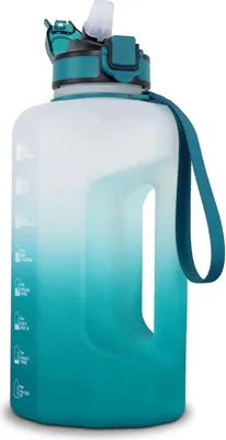 Image de 2.gourde 2L avec paille et poignée - sans BPA, anti-fuite, citations motivantes