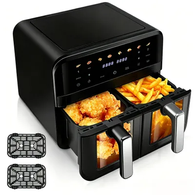 Produktbild von OYAJIA Heißluftfritteuse 9 L - 2 Kammern, Smart Finish, Sichtfenster, 8 Programme, Friteuse