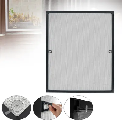 Obrázok produktu pre XMTECH sieť proti hmyzu moskytiéra sieť proti hmyzu s hliníkovým rámom bez vŕtania napínací rám 100 x 120 cm, antracitová