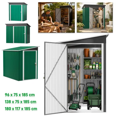 Produktbild von ACXIN stabiler verzinkter Stahlschuppen 6x4 FT Schrägdach, verformungsfest, vorbereitet für Vorhängeschloss, einfache Montage Außenlagerraum Schwarz