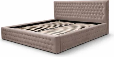 Produktbild von Polsterbett Chesterfield 11 140x200 – Cappuccino (Manila 21) – Doppelbett mit Samst Bezug, Kopfstütze, gepolstertes Kopfteil, Rahmenbettgestell, Bettkasten und Lattenrost