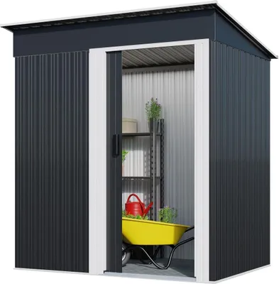 Obrázok produktu pre Bc-elec - 5662-0504 Kovový záhradný domček Pozinkovaný oceľový záhradný domček 162 x 86 x 181cm