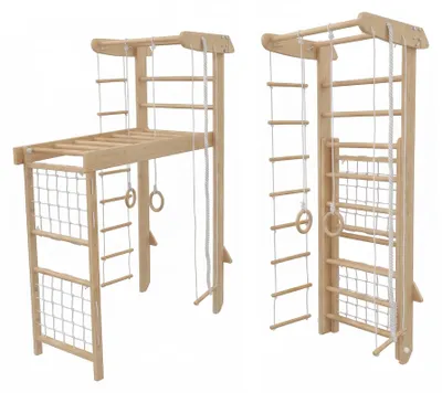 Produktbild von Sprossenwand für Zuhause Klettergerüst aus Holz für Kinder mit Kletternetz - Winner, Holz