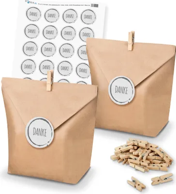 Produktbild von itenga SET Geschenktüten Danke Stempeldesign Grau unlackiert (Motiv 83) 24 x Tüt