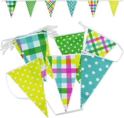Produktbild von Wimpelkette 6,40 m Multicolor6 - Kariert/Sterne