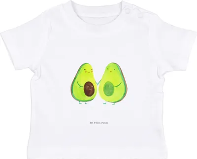 Produktbild von Mr. & Mrs. Panda  T-Shirt Avocado Pärchen 6. - 12. Monat - Weiß - Geschenk, Kinder, Familie, Schwangerschaft, Baby Shirt, Kleinkind, Liebe, Avocados, Babyshirt
