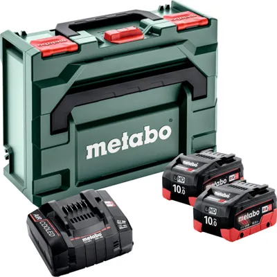 Immagine prodotto di Set base Metabo 2x batteria LiHD 18 V 10,0 Ah Li-Ion sistema CAS ( 685142000 ) + caricatore ASC 145 RAFFREDDATO AD ARIA + metaBOX