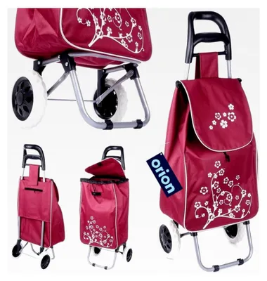 Produktbild von Einkaufsroller mit Einkaufstasche auf Rollen weinrot 30 L 25 kg