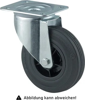 Produktbild von Rollcart Vollgummi-Lenkrolle Ø80x30mm in schwarz 50kg Tragkraft mit Kunststoff-Felge