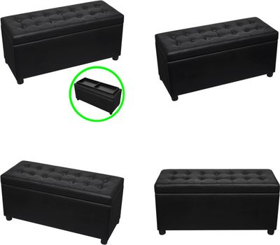 vidaXL Truhlica čalúnená koženkou čierna - Úložná truhlica - Úložné boxy - Úložné boxy