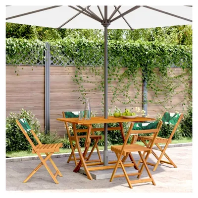 Produktbild von Gartenstühle 4 Stück klappbar grün Stoff und Massivholz, Gartenmöbel, Terrassenstühle, Balkonsessel