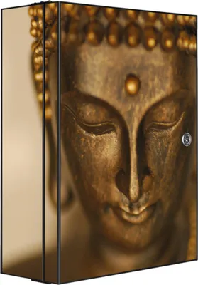 Produktbild von XXL Medizinschrank abschließbar Stahl anthrazit Arzneischrank Buddha Gold Medikamentenschrank 35x46x15cm, Beklebung komplett [BSA1 10087]