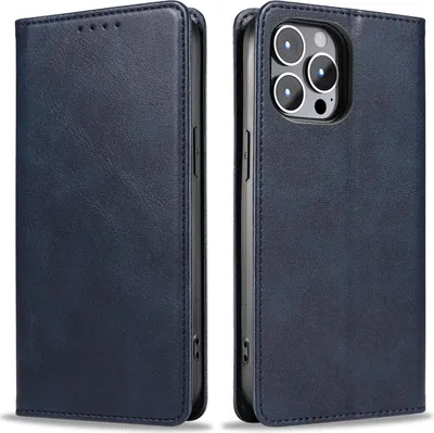 Produktbild von Handyhülle für Apple iPhone 14 Pro Kunstleder Flip Cover Hülle Handytasche Case Kartenfach Farbe: Blau