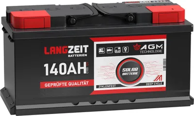 Produktbild von LANGZEIT AGM Batterie 140Ah 12V Solarbatterie 120Ah 130Ah Wohnmobil Akku Boot