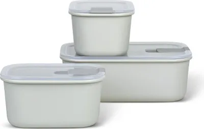 Produktbild von Mepal – Frischhaltedosen set 3-teilig EasyClip – Schüssel mit Deckel & Klickverschluss – Geeignet für Mikrowelle, Dampfgarer, Kühl- und Gefrierschrank – 2 x 450 ml + 1000 ml – Nordic white