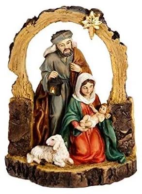Krippe mit Portal, Kunstharz, 12 cm, mehrfarbig