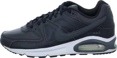 A side view of a black Nike Air Max Command leather sneaker.